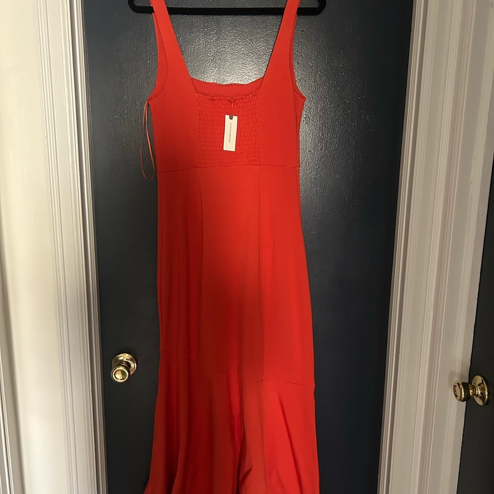 Anthropologie red/rouge scuba maxi dress size S